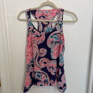 Lilly Pulitzer Blue and Pink Paisley Tank Top (XS)